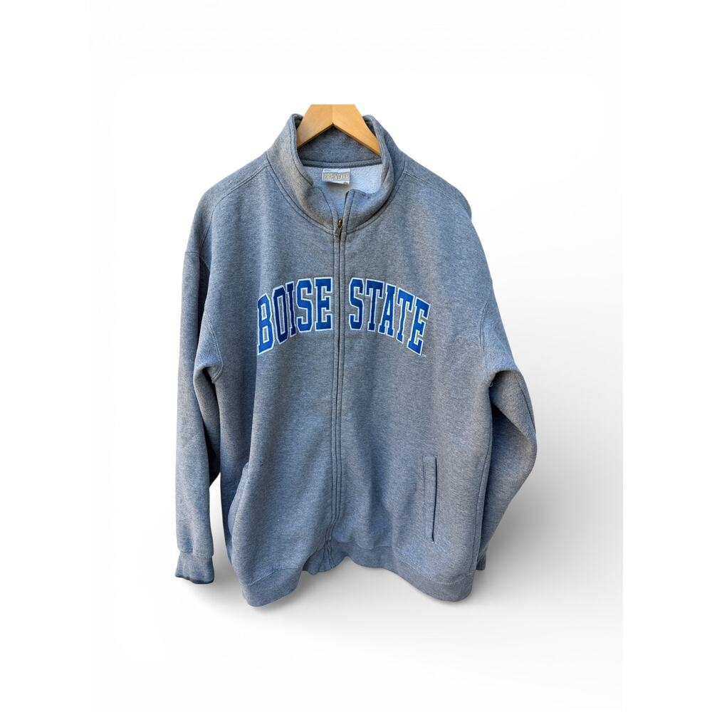 Pro-Weave Sweatshirt Vintage Boise State Broncos Full Zip Sweatshirt XXL Gray